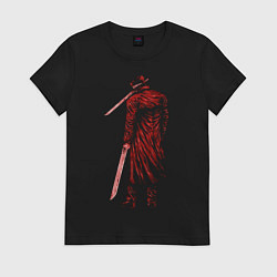 Футболка хлопковая женская Человек Катана силуэт, цвет: черный