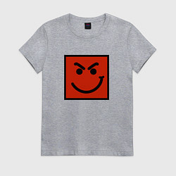 Футболка хлопковая женская BON JOVI HAVE A NICE DAY SMILE LOGO, цвет: меланж