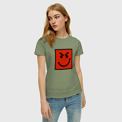 Футболка хлопковая женская BON JOVI HAVE A NICE DAY SMILE LOGO, цвет: авокадо — фото 2