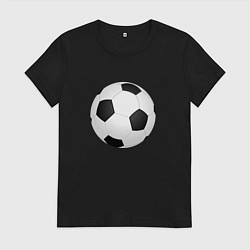 Футболка хлопковая женская Футбольный мяч, цвет: черный
