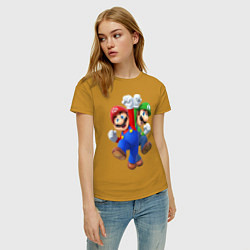 Футболка хлопковая женская Mario Bros, цвет: горчичный — фото 2