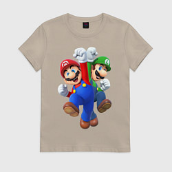 Футболка хлопковая женская Mario Bros, цвет: миндальный