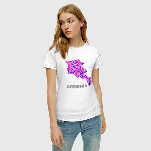 Женская футболка Карта - Армения / Белый – фото 3
