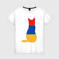 Футболка хлопковая женская Армянский Кот, цвет: белый
