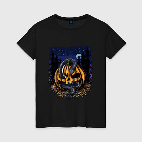 Женская футболка Тыквенсон и змея / Черный – фото 1