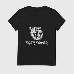 Футболка хлопковая женская Power of Tiger, цвет: черный