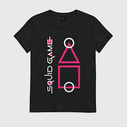 Футболка хлопковая женская Игра в кальмара: схема игры, цвет: черный