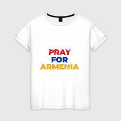 Футболка хлопковая женская Pray Armenia, цвет: белый