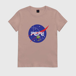 Футболка хлопковая женская Pepe Pepe space Nasa, цвет: пыльно-розовый