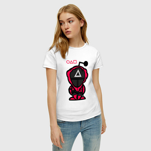 Женская футболка Игра в кальмара - с автоматом / Белый – фото 3