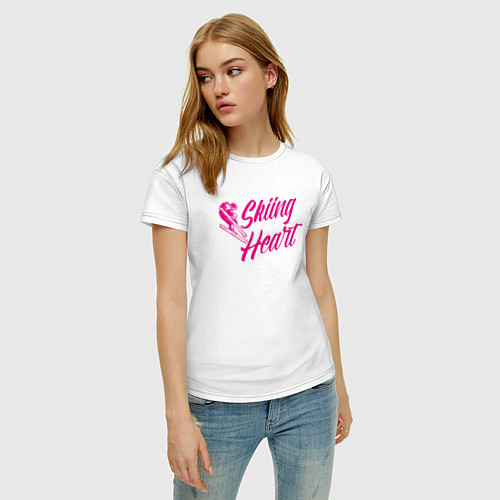 Женская футболка SKIING WITH HEART / Белый – фото 3