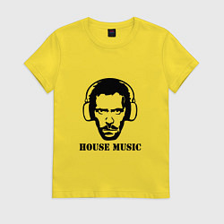 Футболка хлопковая женская Dr House music, цвет: желтый