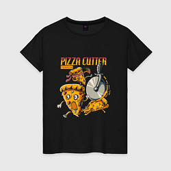 Футболка хлопковая женская Pizza Cutter Terror, цвет: черный