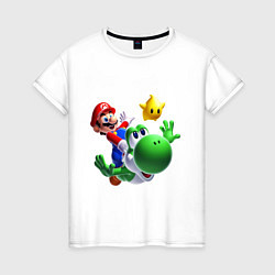 Футболка хлопковая женская Mario&Yoshi, цвет: белый