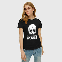 Футболка хлопковая женская 30 Seconds to Mars белый череп, цвет: черный — фото 2