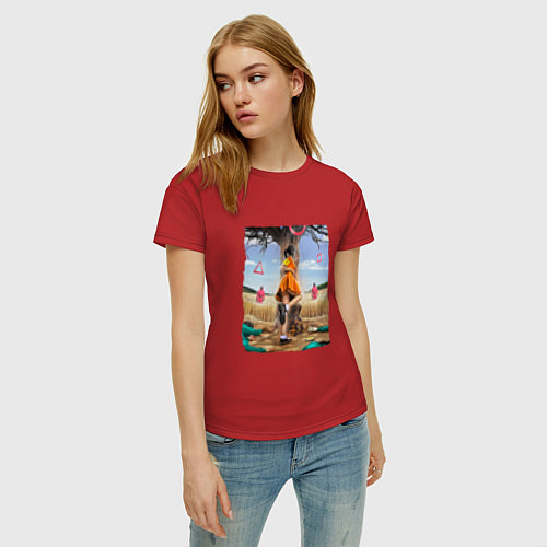Женская футболка КУКЛА ИГРА В КАЛЬМАРА / Красный – фото 3
