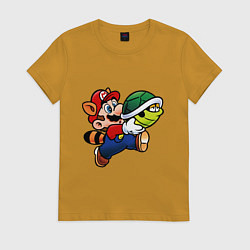 Футболка хлопковая женская MarioTurtles, цвет: горчичный