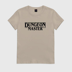 Футболка хлопковая женская DUNGEON MASTER ГАЧИМУЧИ ЧЁРНЫЙ ЛОГО, цвет: миндальный