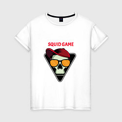 Футболка хлопковая женская Squid Game Skull, цвет: белый