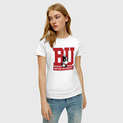 Футболка хлопковая женская Boston University, цвет: белый — фото 2
