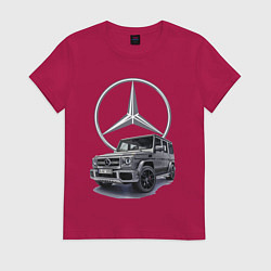 Футболка хлопковая женская Mercedes Gelendwagen G63 AMG G-class G400d, цвет: маджента