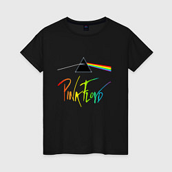 Футболка хлопковая женская PINK FLOYD COLOR LOGO, цвет: черный