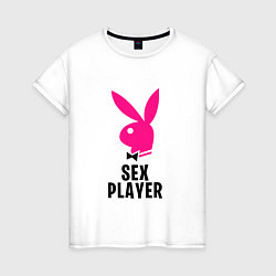 Футболка хлопковая женская СЕКС ИГРОК PLAYBOY, цвет: белый