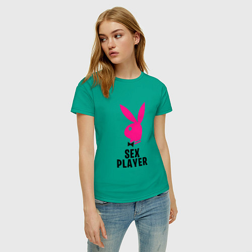 Женская футболка СЕКС ИГРОК PLAYBOY / Зеленый – фото 3