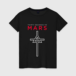 Футболка хлопковая женская 30 Seconds To Mars, logo, цвет: черный