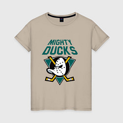 Футболка хлопковая женская Анахайм Дакс, Mighty Ducks, цвет: миндальный