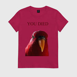 Футболка хлопковая женская Красный попугай, цвет: маджента