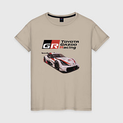 Футболка хлопковая женская Toyota Gazoo Racing Team, Finland, цвет: миндальный