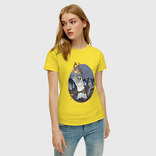 Женская футболка Кот-друид / Желтый – фото 3