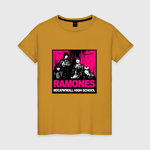 Женская футболка Rock n roll old school / Горчичный – фото 1