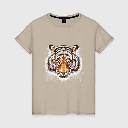 Женская футболка Морда тигра от John Art / Миндальный – фото 1