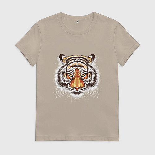 Женская футболка Морда тигра от John Art / Миндальный – фото 1