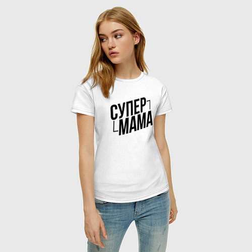 Женская футболка Мама Супер / Белый – фото 3