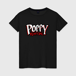 Футболка хлопковая женская Poppy Playtime: Logo, цвет: черный