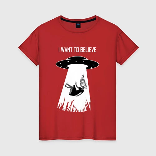 Женская футболка I Want To Believe, UFO / Красный – фото 1