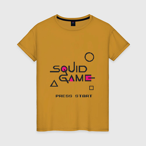 Женская футболка Squid Game - Press Start / Горчичный – фото 1