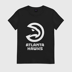 Футболка хлопковая женская Атланта Хокс, Atlanta Hawks, цвет: черный