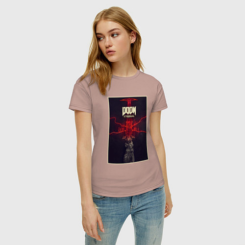 Женская футболка DOOM ETERNAL POSTER ГОРНИЛО ПАЛАЧА / Пыльно-розовый – фото 3