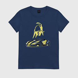 Футболка хлопковая женская Lamborghini -нереально крутое точило!, цвет: тёмно-синий