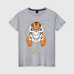 Футболка хлопковая женская Тигр в раме, цвет: меланж