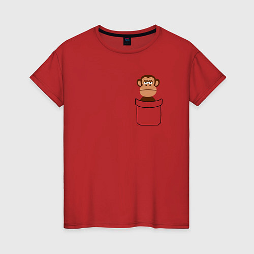 Женская футболка Мартышка в кармане / Красный – фото 1