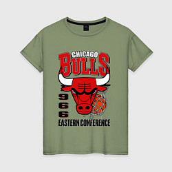 Футболка хлопковая женская Chicago Bulls NBA, цвет: авокадо