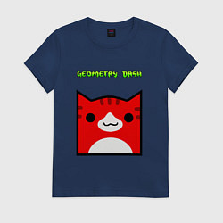 Футболка хлопковая женская Geometry Dash: Cat Skin, цвет: тёмно-синий