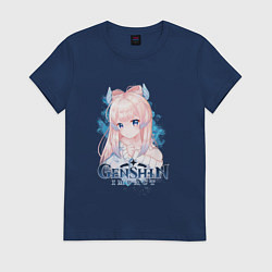 Футболка хлопковая женская Кокоми Kokomi Genshin Impact, цвет: тёмно-синий