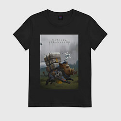 Футболка хлопковая женская Метнись кабанчиком, цвет: черный