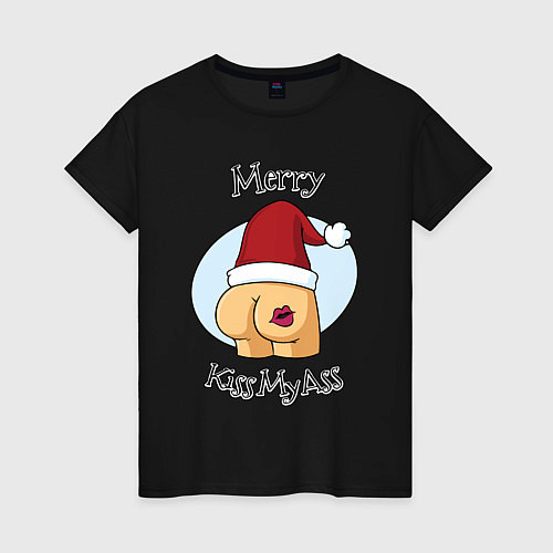 Женская футболка Merry KissMAss / Черный – фото 1